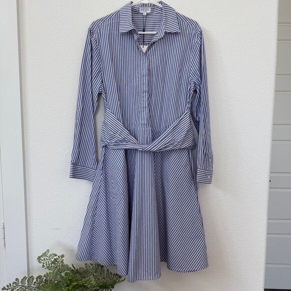 Claudie Pierlot Dresses & Skirts - CLAUDIE PIERLOT Stripe Shirt Dress Cotton US 8 Long Sleeve NWT Parisian